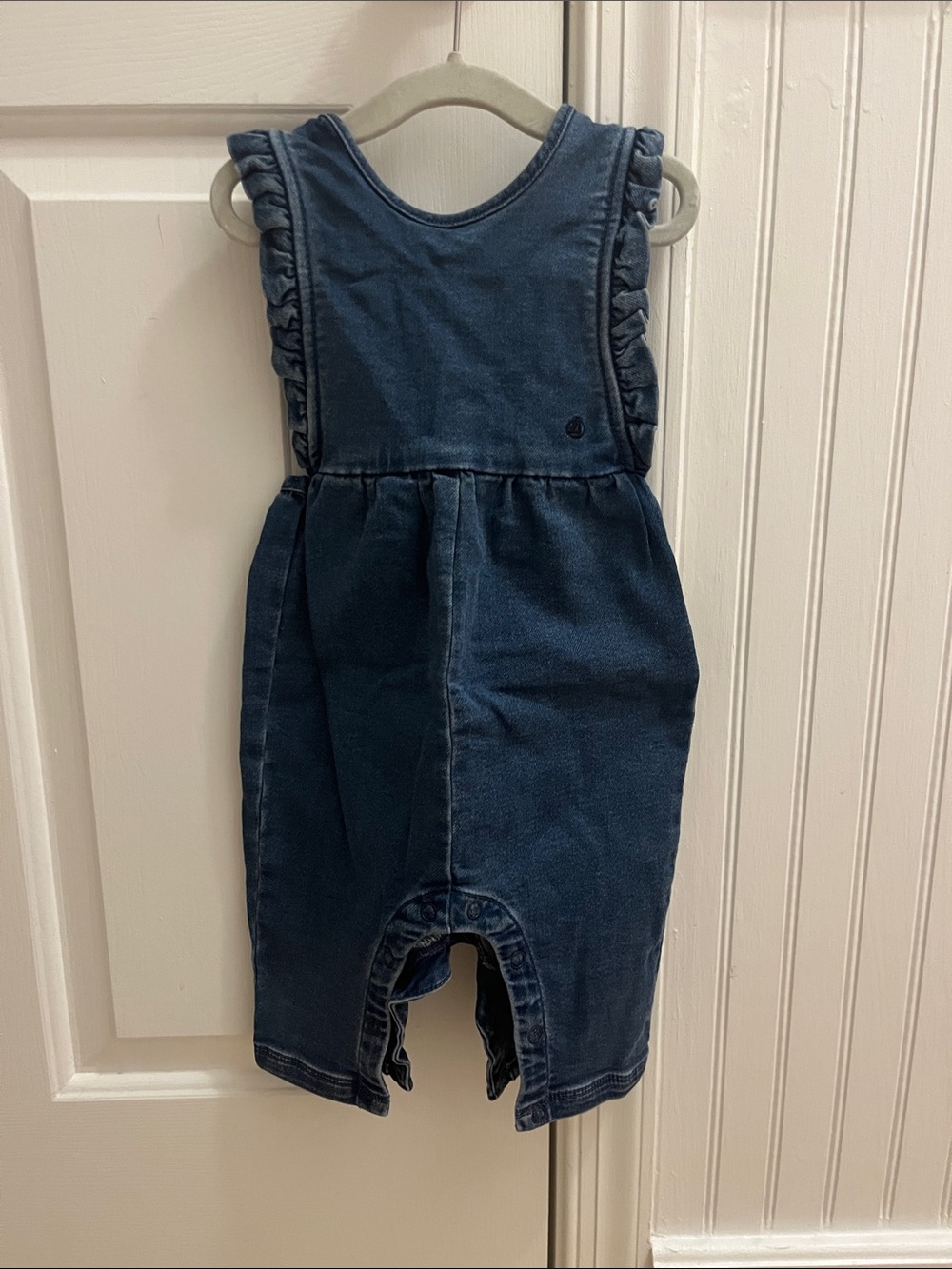Petit Bateau Dark Blue Ruffle Strap Romper